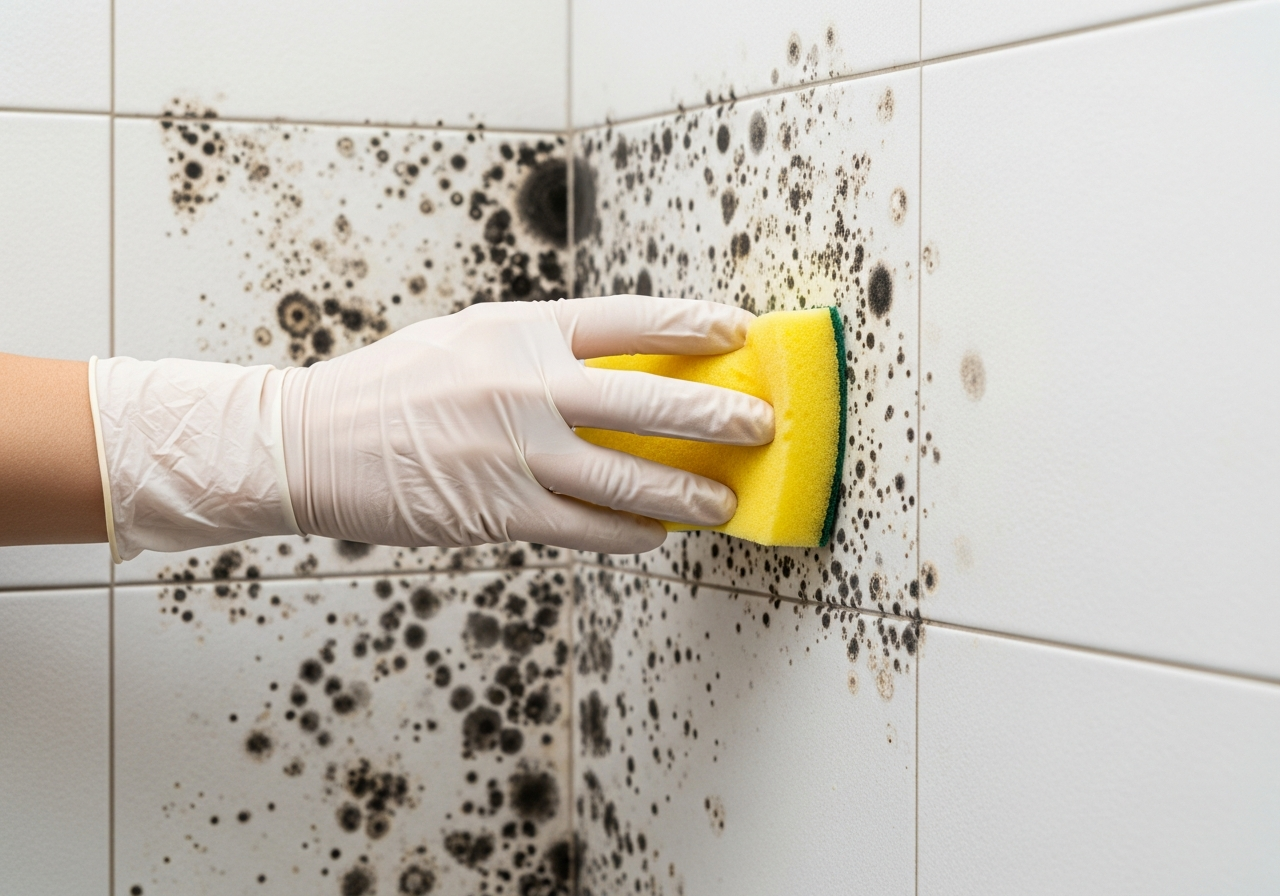 mokra ściana i grzyb w rogu pokoju